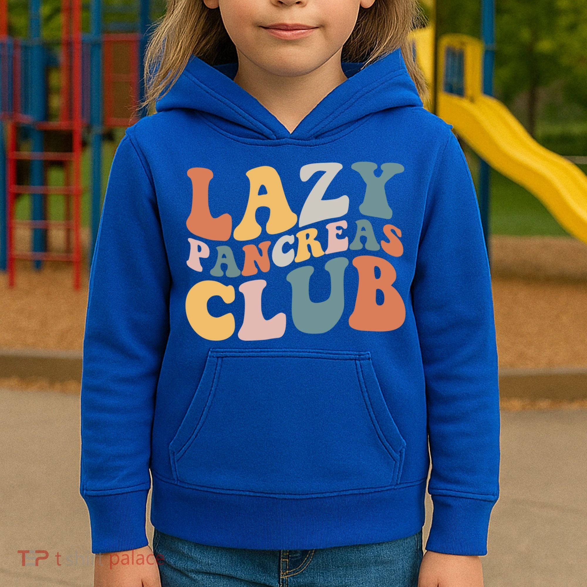 Lazy Pancreas Club Retro Groovy Diabetes Awareness Funny Gift Kids Hoodie