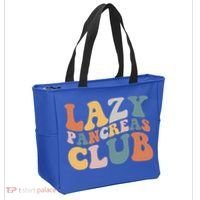 Lazy Pancreas Club Retro Groovy Diabetes Awareness Funny Gift Tote Bag thumb 2