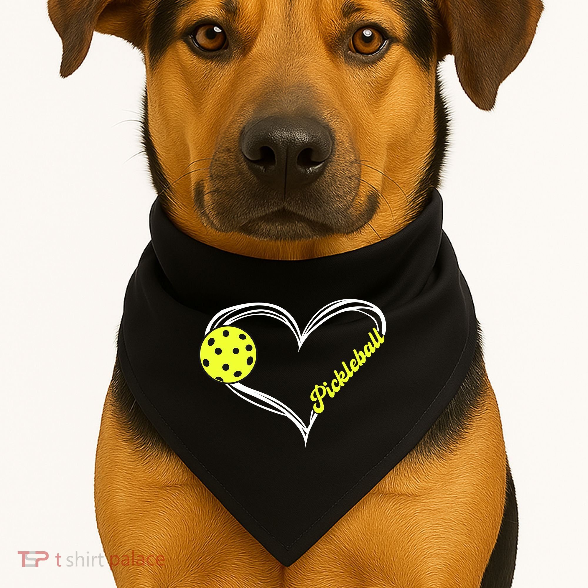 I Love Pickleball Cute Match USA-Made Doggie Bandana