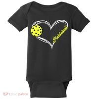I Love Pickleball Cute Match Baby Bodysuit thumb 0