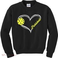 I Love Pickleball Cute Match Kids Sweatshirt thumb 0