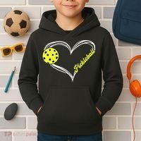 I Love Pickleball Cute Match Kids Hoodie thumb 2