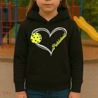 I Love Pickleball Cute Match Kids Hoodie thumb 3