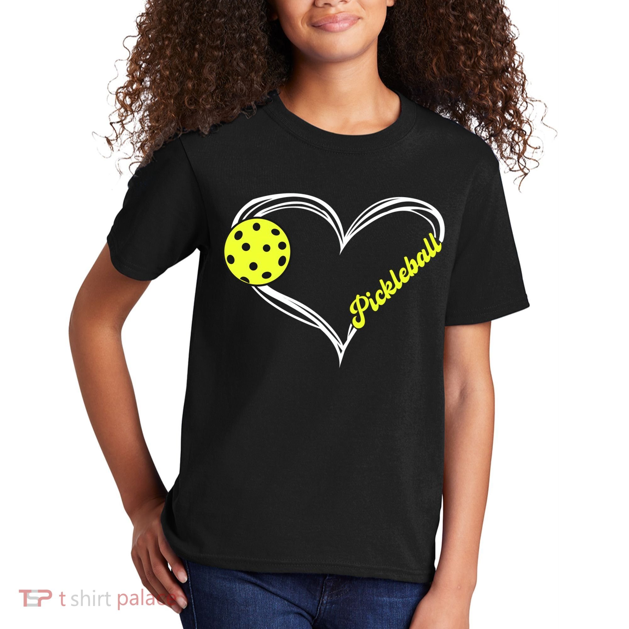 I Love Pickleball Cute Match Kids T-Shirt