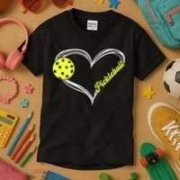 I Love Pickleball Cute Match Kids T-Shirt thumb 3