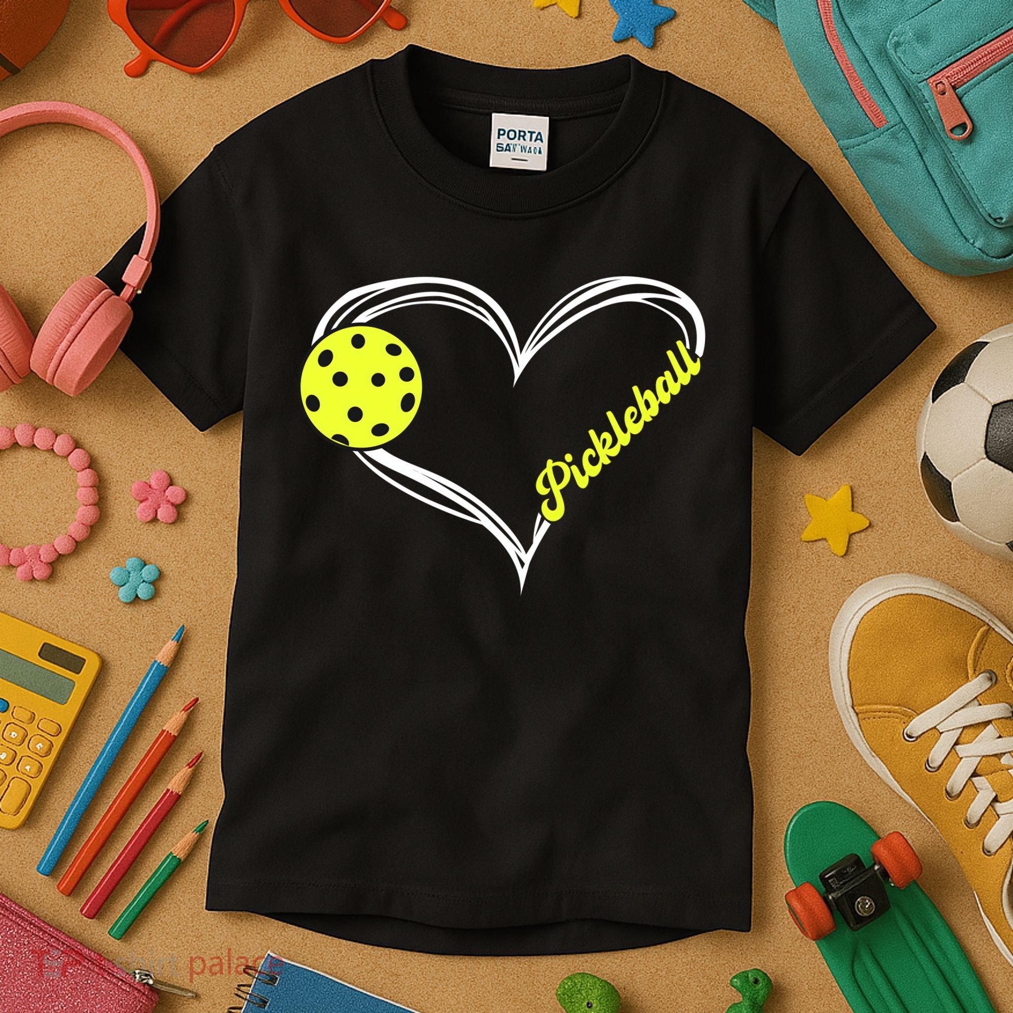 I Love Pickleball Cute Match Kids T-Shirt