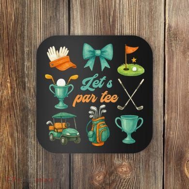 Lets Par Coquette Bow Golf Golfing Golfer Women Coaster