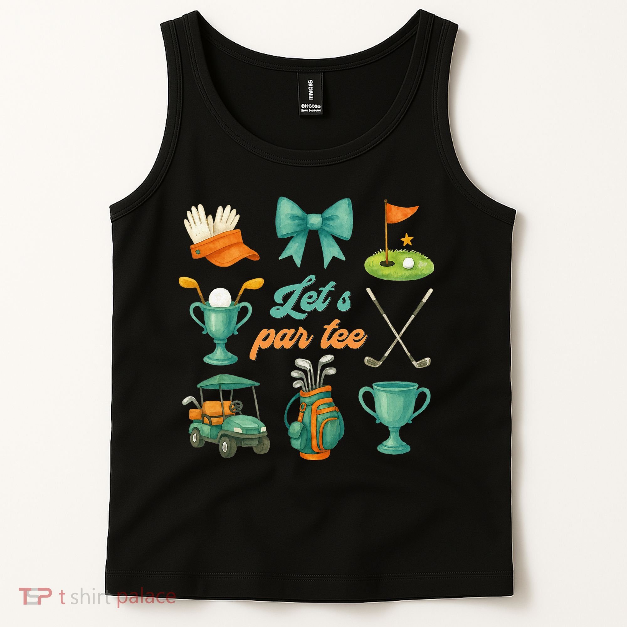 Lets Par Coquette Bow Golf Golfing Golfer Women Tank Top