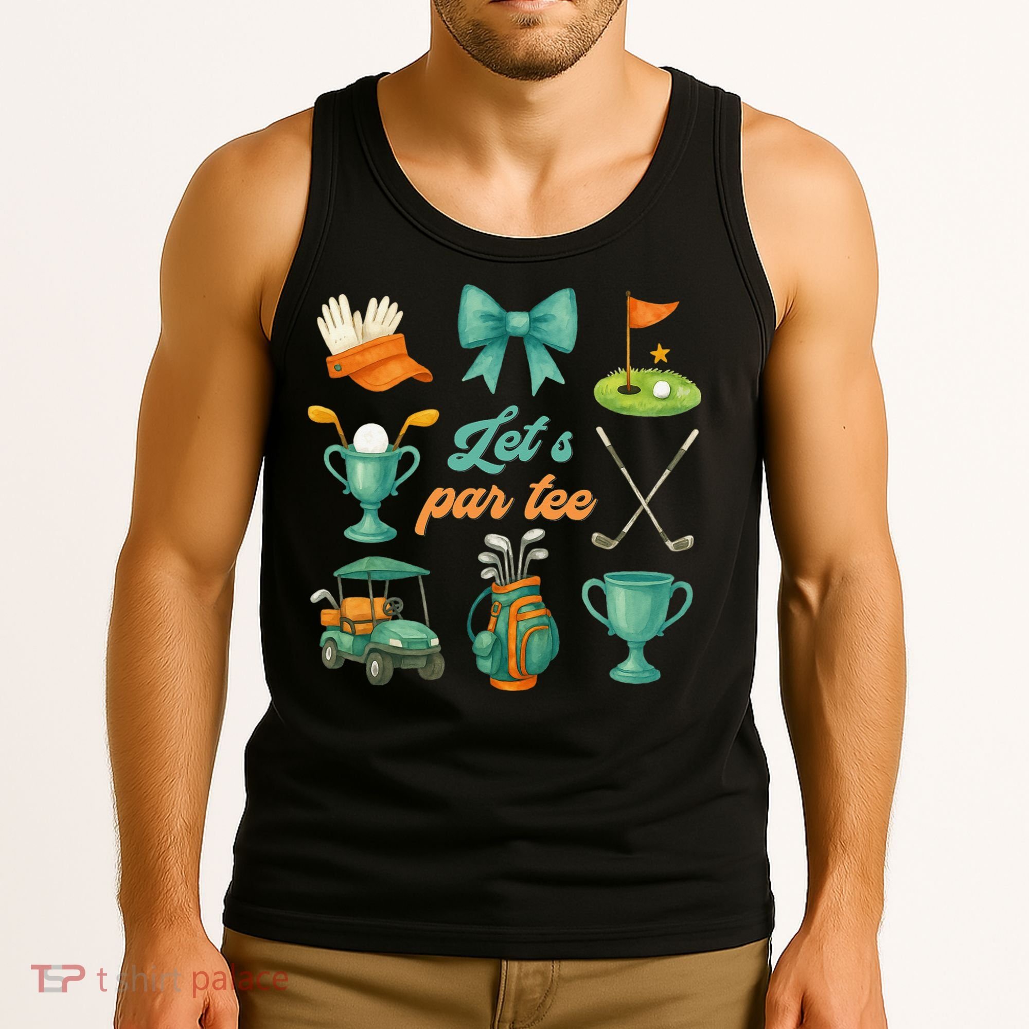 Lets Par Coquette Bow Golf Golfing Golfer Women Tank Top