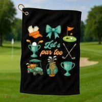 Lets Par Coquette Bow Golf Golfing Golfer Women Golf Towel thumb 1