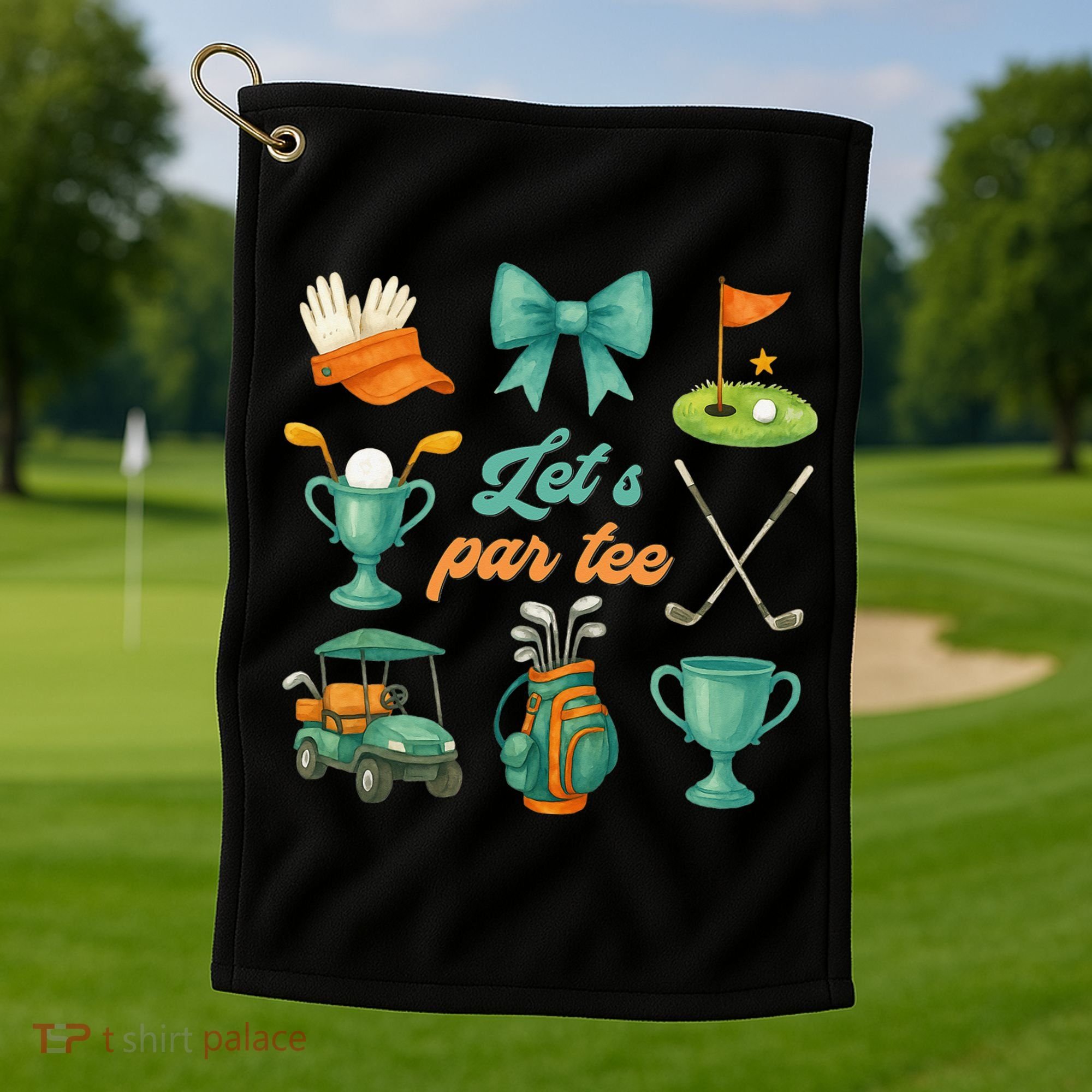 Lets Par Coquette Bow Golf Golfing Golfer Women Golf Towel