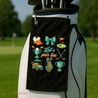 Lets Par Coquette Bow Golf Golfing Golfer Women Golf Towel thumb 2