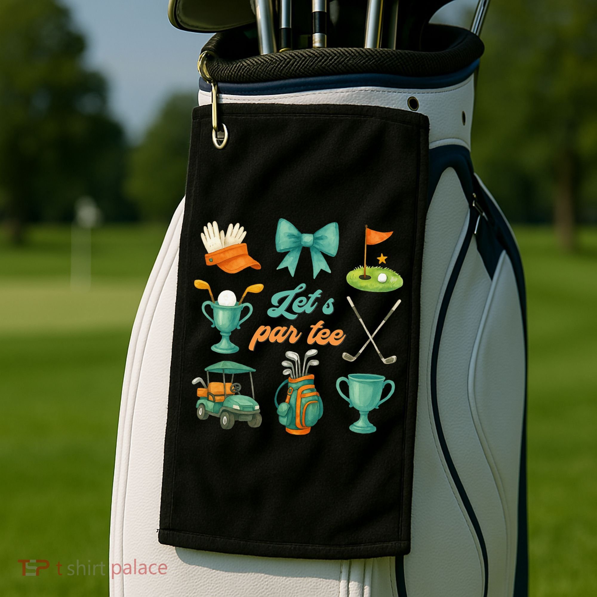 Lets Par Coquette Bow Golf Golfing Golfer Women Golf Towel