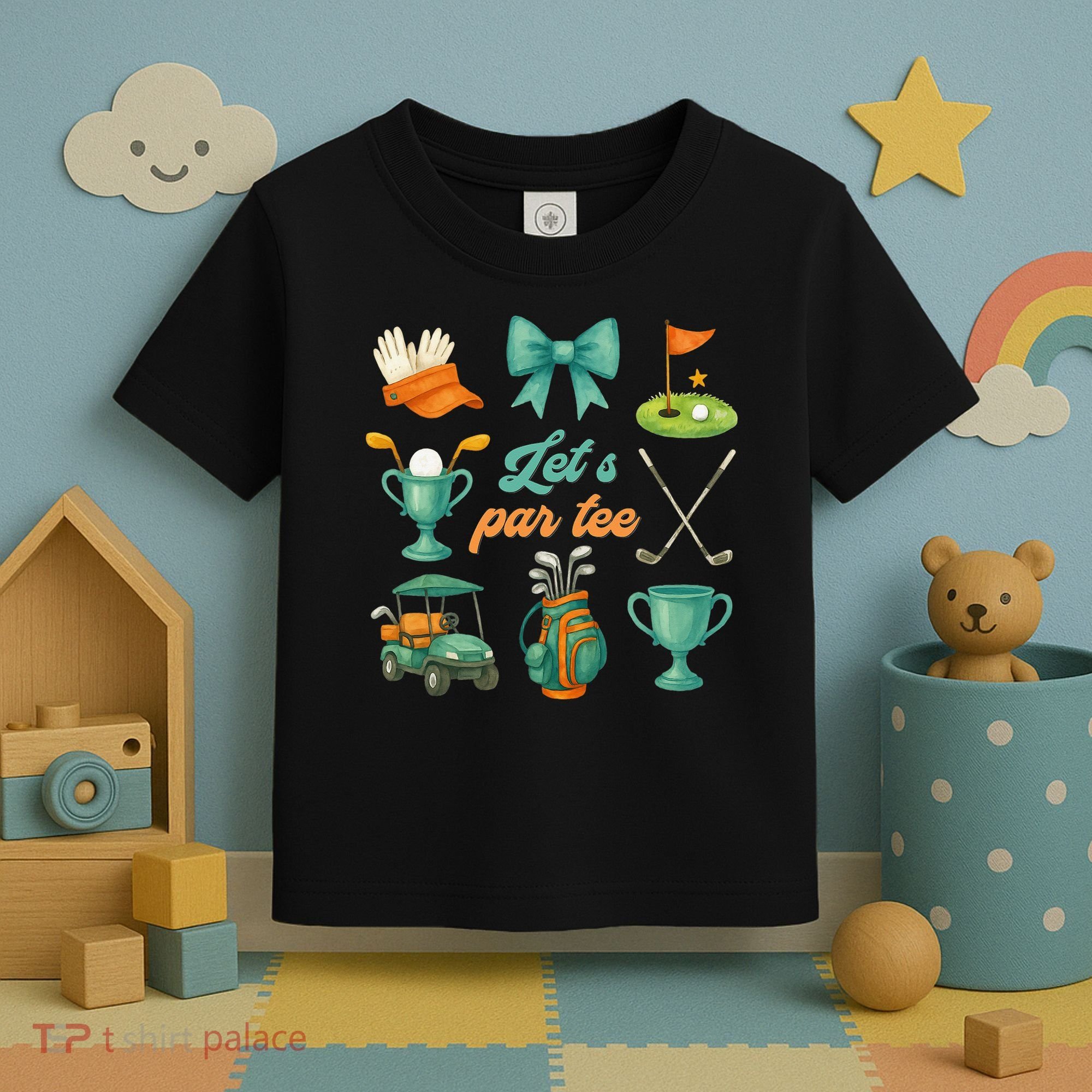Lets Par Coquette Bow Golf Golfing Golfer Women Toddler T-Shirt