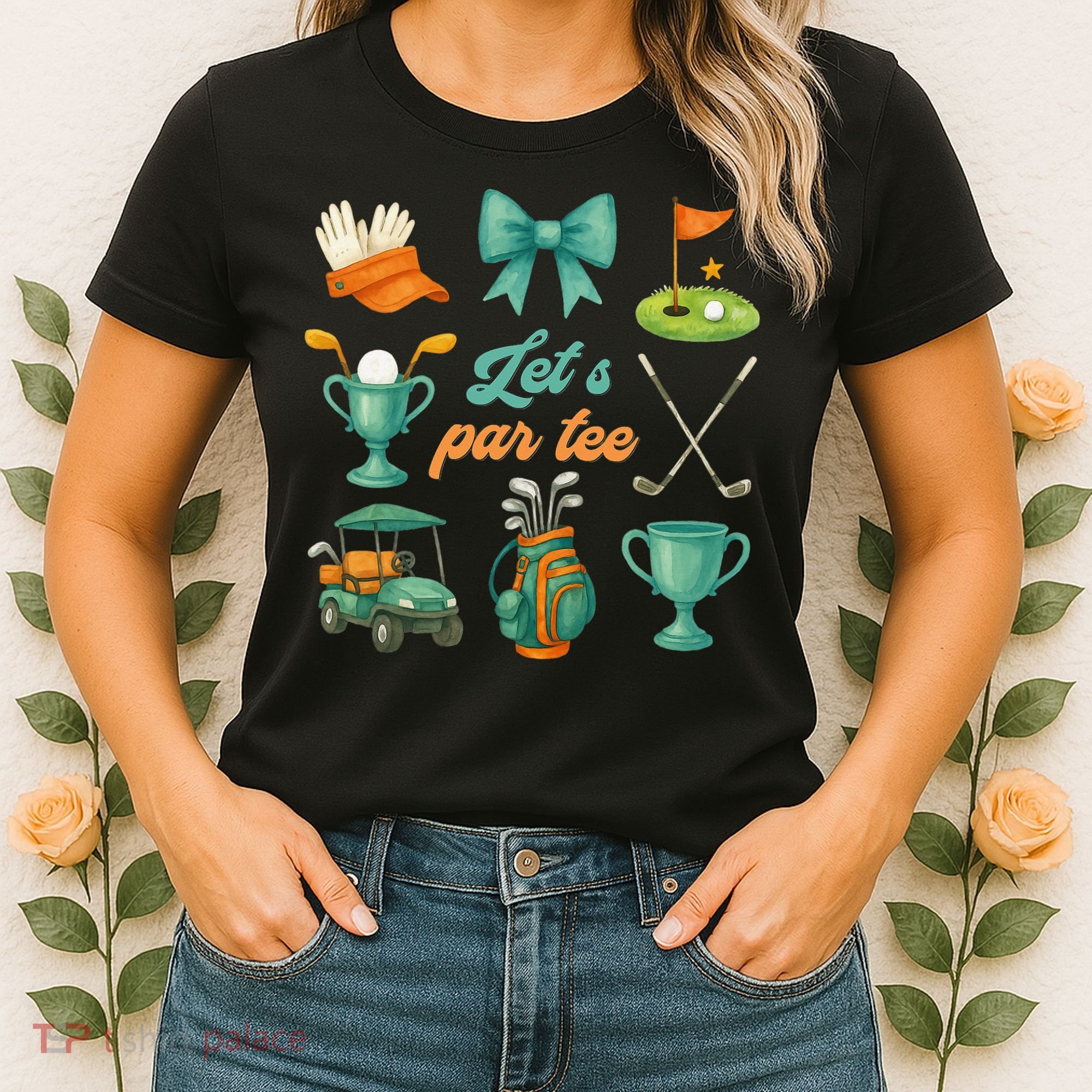Lets Par Coquette Bow Golf Golfing Golfer Women Women's T-Shirt