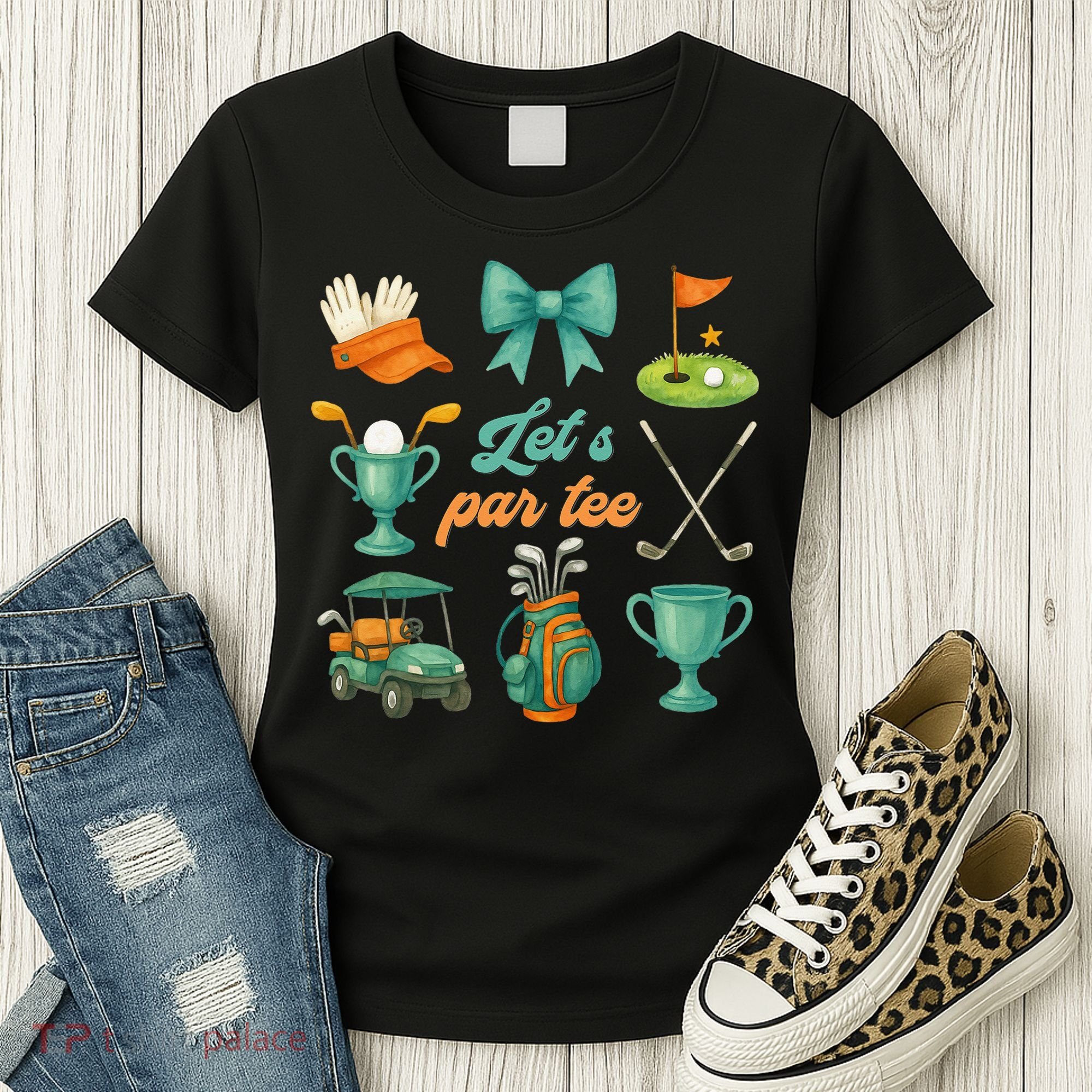 Lets Par Coquette Bow Golf Golfing Golfer Women Women's T-Shirt