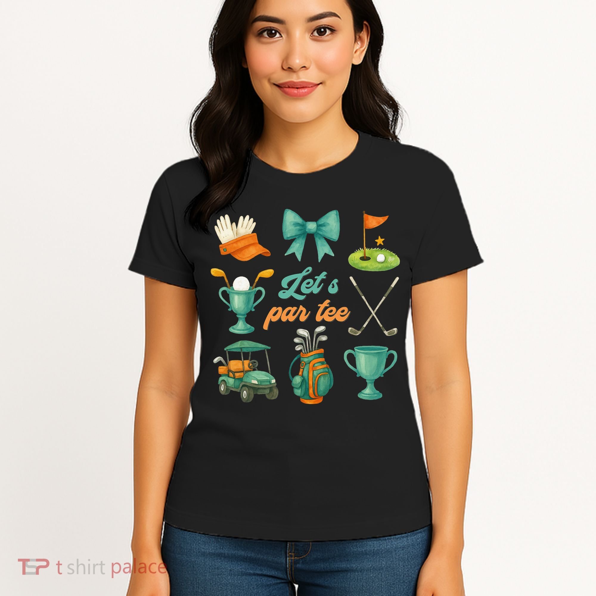 Lets Par Coquette Bow Golf Golfing Golfer Women Women's T-Shirt