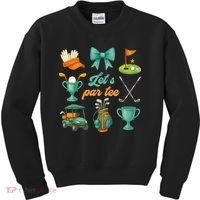 Lets Par Coquette Bow Golf Golfing Golfer Women Kids Sweatshirt thumb 0