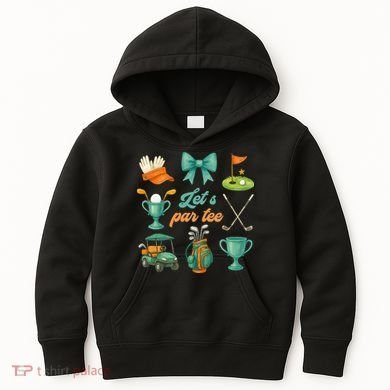 Lets Par Coquette Bow Golf Golfing Golfer Women Kids Hoodie