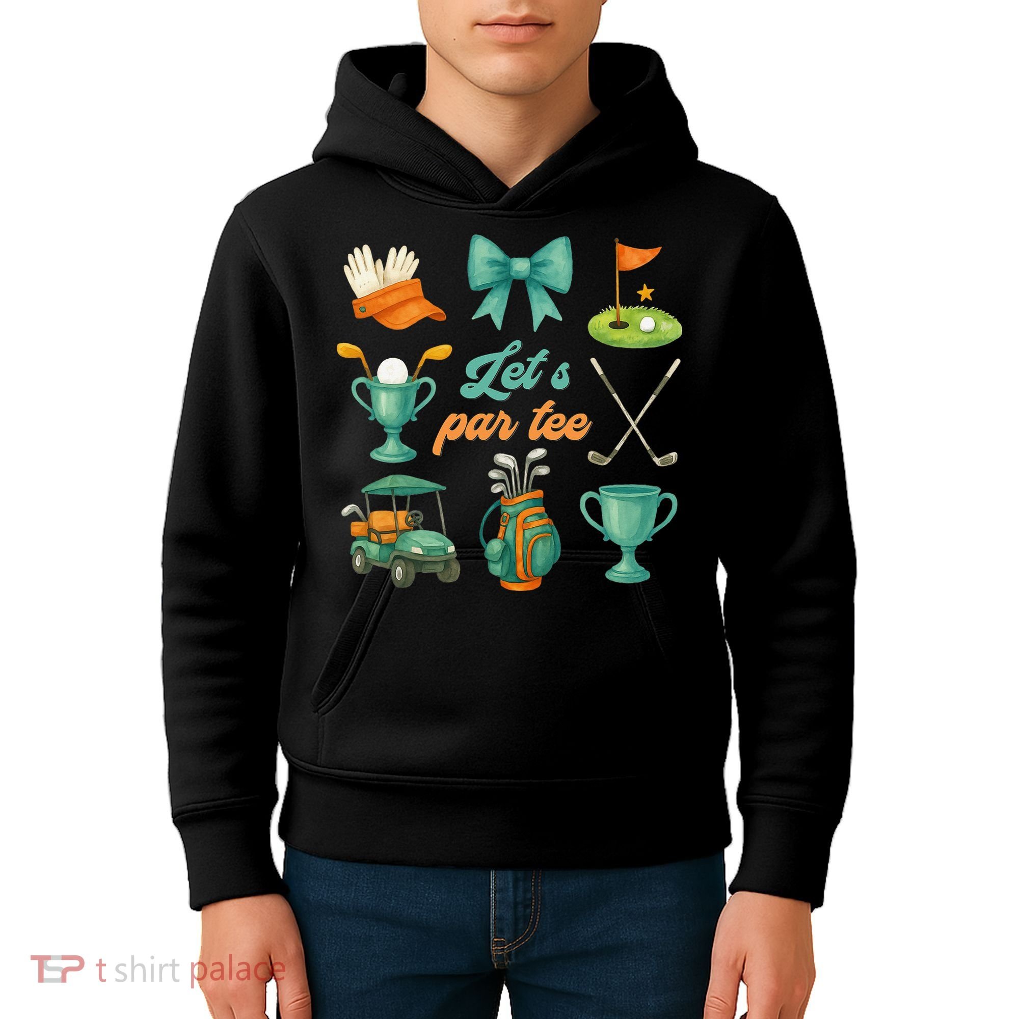 Lets Par Coquette Bow Golf Golfing Golfer Women Kids Hoodie
