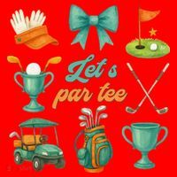 Lets Par Coquette Bow Golf Golfing Golfer Women Santa Hat thumb 1