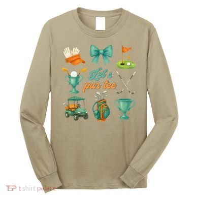 Lets Par Coquette Bow Golf Golfing Golfer Women Long Sleeve Shirt