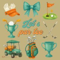 Lets Par Coquette Bow Golf Golfing Golfer Women Kids T-Shirt thumb 2