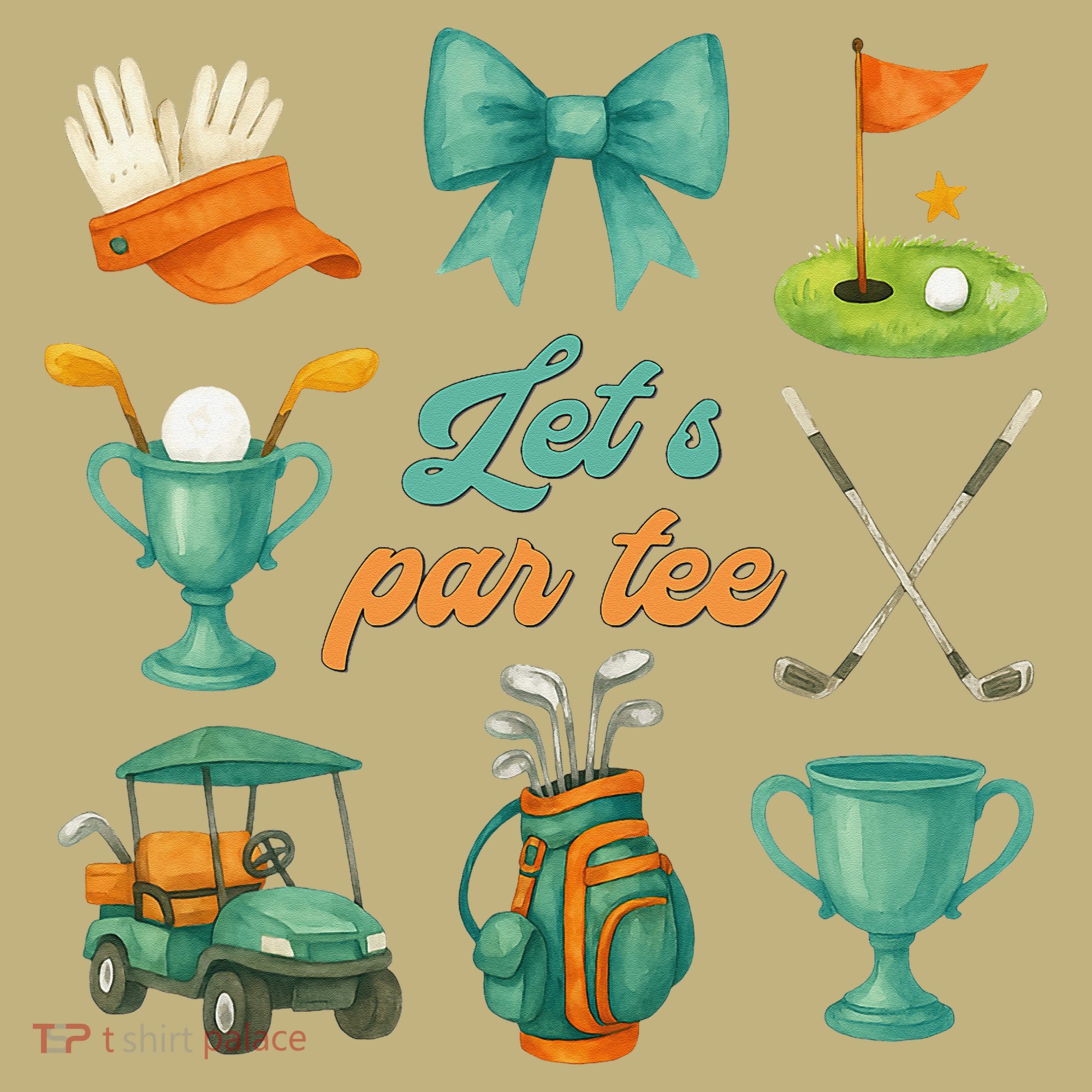Lets Par Coquette Bow Golf Golfing Golfer Women Kids T-Shirt
