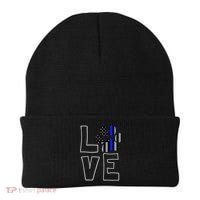 Love Police Dog Paw Print Thin Blue Line K9 Gift Beanie thumb 0