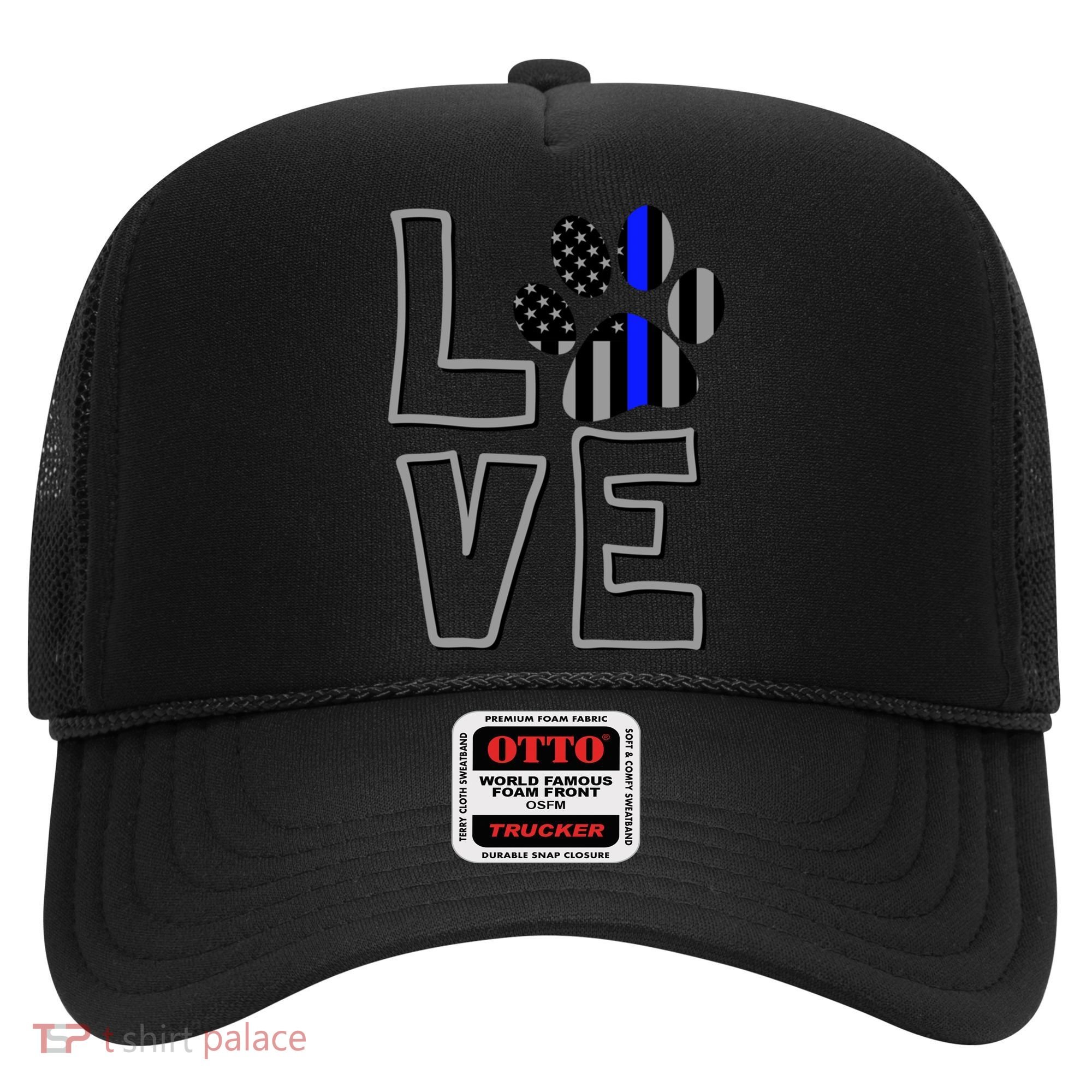 Love Police Dog Paw Print Thin Blue Line K9 Gift Hat