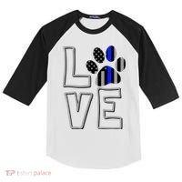 Love Police Dog Paw Print Thin Blue Line K9 Gift Kids Colorblock Raglan Jersey thumb 0