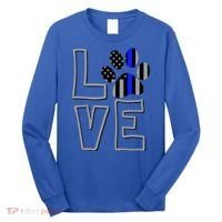 Love Police Dog Paw Print Thin Blue Line K9 Gift Long Sleeve Shirt thumb 0