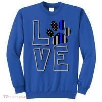 Love Police Dog Paw Print Thin Blue Line K9 Gift Sweatshirt thumb 0