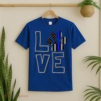 Love Police Dog Paw Print Thin Blue Line K9 Gift T-Shirt thumb 2