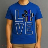 Love Police Dog Paw Print Thin Blue Line K9 Gift T-Shirt thumb 3