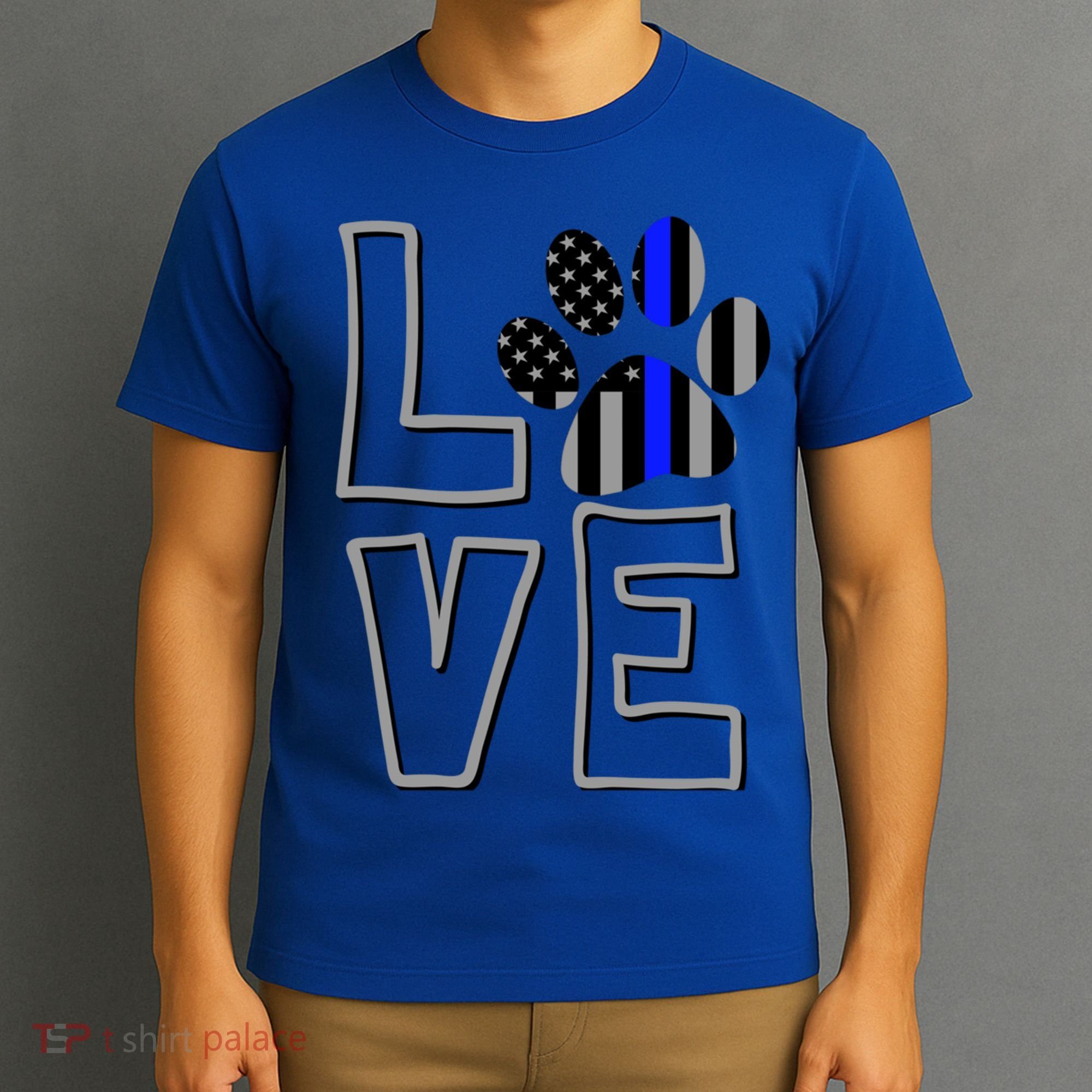 Love Police Dog Paw Print Thin Blue Line K9 Gift T-Shirt