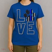 Love Police Dog Paw Print Thin Blue Line K9 Gift T-Shirt thumb 4