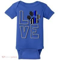 Love Police Dog Paw Print Thin Blue Line K9 Gift Baby Bodysuit thumb 0
