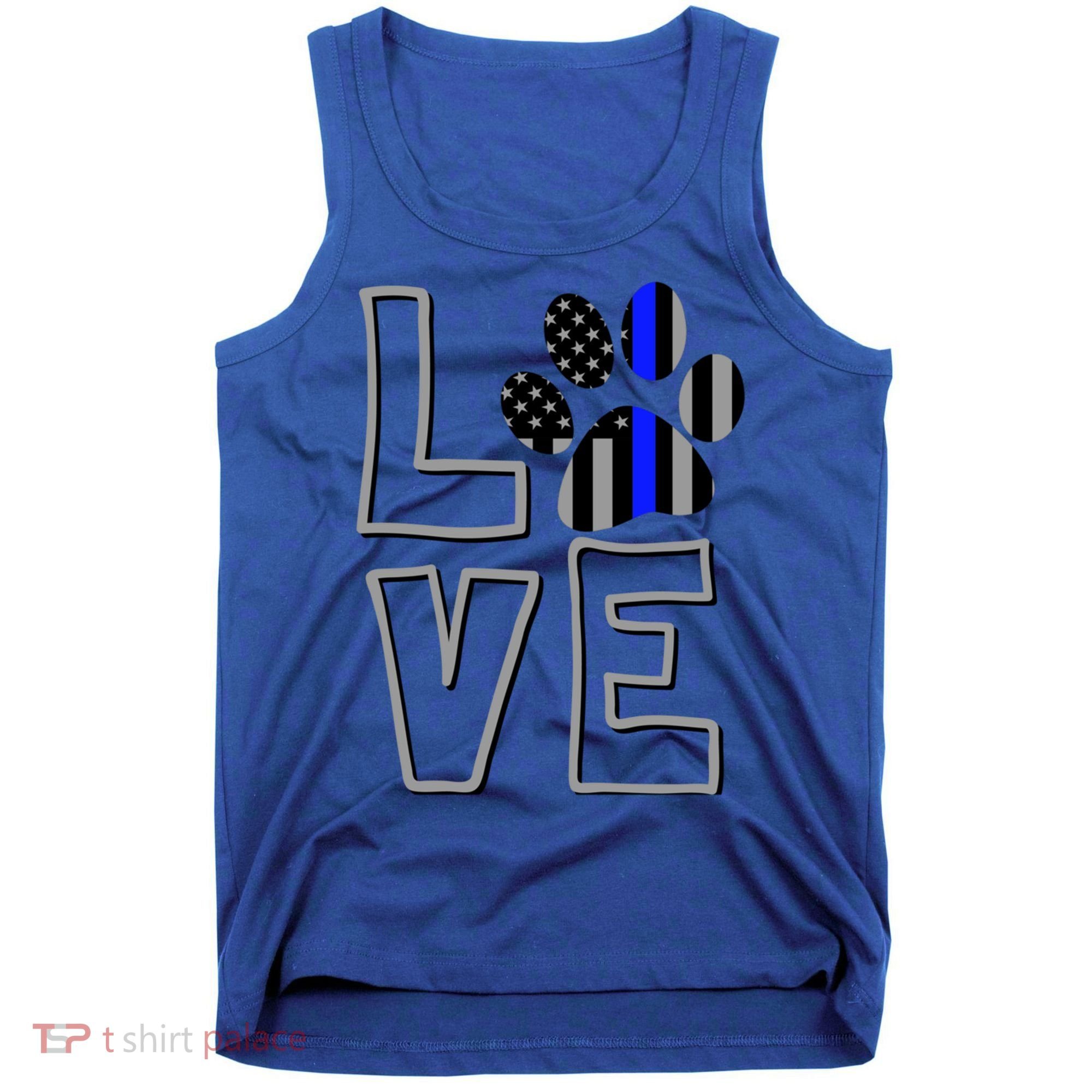 Love Police Dog Paw Print Thin Blue Line K9 Gift Tank Top