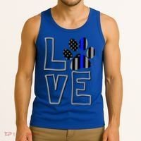 Love Police Dog Paw Print Thin Blue Line K9 Gift Tank Top thumb 3