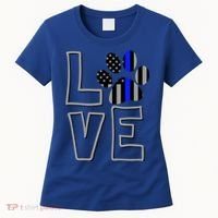 Love Police Dog Paw Print Thin Blue Line K9 Gift Women's T-Shirt thumb 0