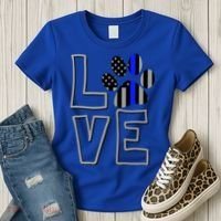 Love Police Dog Paw Print Thin Blue Line K9 Gift Women's T-Shirt thumb 3
