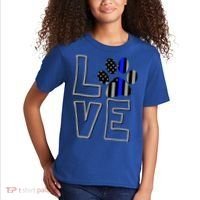Love Police Dog Paw Print Thin Blue Line K9 Gift Kids T-Shirt thumb 2
