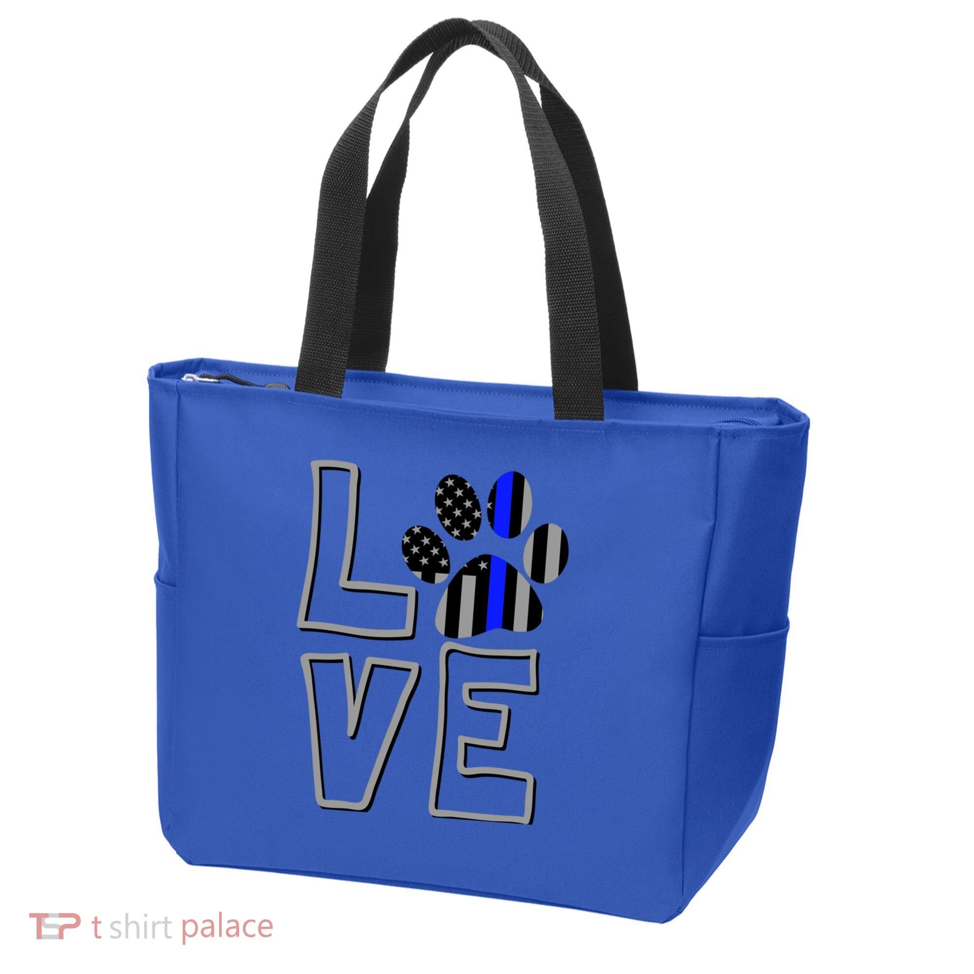 Love Police Dog Paw Print Thin Blue Line K9 Gift Tote Bag