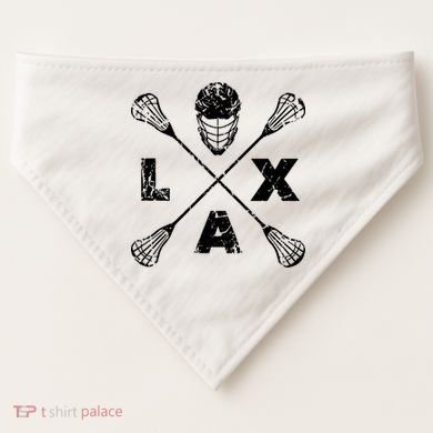 LAX Player Distressed Lacrosse Logo For Lacrosse Lovers USA-Made Doggie Bandana