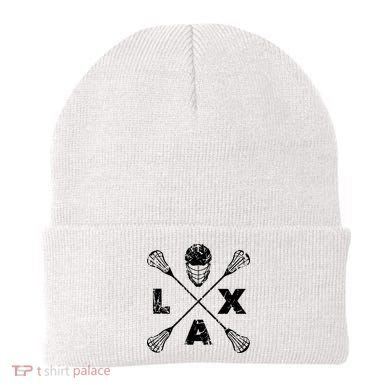LAX Player Distressed Lacrosse Logo For Lacrosse Lovers Beanie