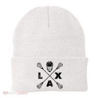 LAX Player Distressed Lacrosse Logo For Lacrosse Lovers Beanie thumb 0