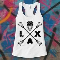 LAX Player Distressed Lacrosse Logo For Lacrosse Lovers Women's Tank Top thumb 3