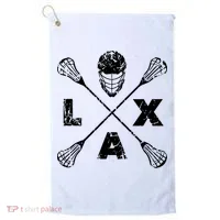 LAX Player Distressed Lacrosse Logo For Lacrosse Lovers Golf Towel thumb 0