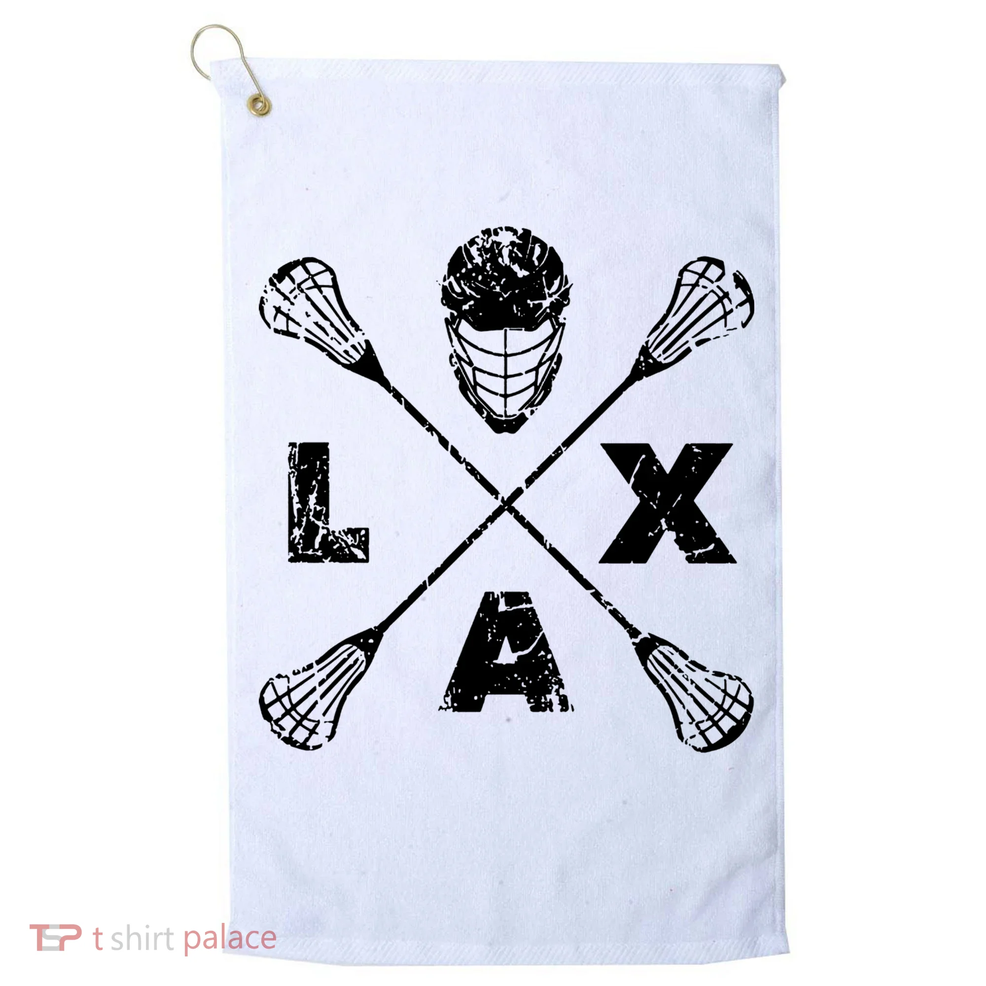 LAX Player Distressed Lacrosse Logo For Lacrosse Lovers Golf Towel